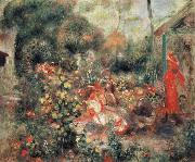Pierre Renoir Young Girls in a  Garden in Montmartre oil painting on canvas